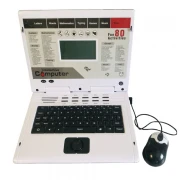 Laptop de jucarie pentru copii, educational, interactiv in Limba Engleza, 80 functii, ecran LCD, mouse, alb