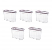5 cutii pentru alimente din plastic cu capac, 1.25 Litri