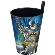 6 Pahare din plastic cu pai, 400 ml, Batman