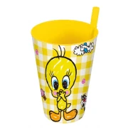 6 Pahare din plastic cu pai, 400 ml, Tweety