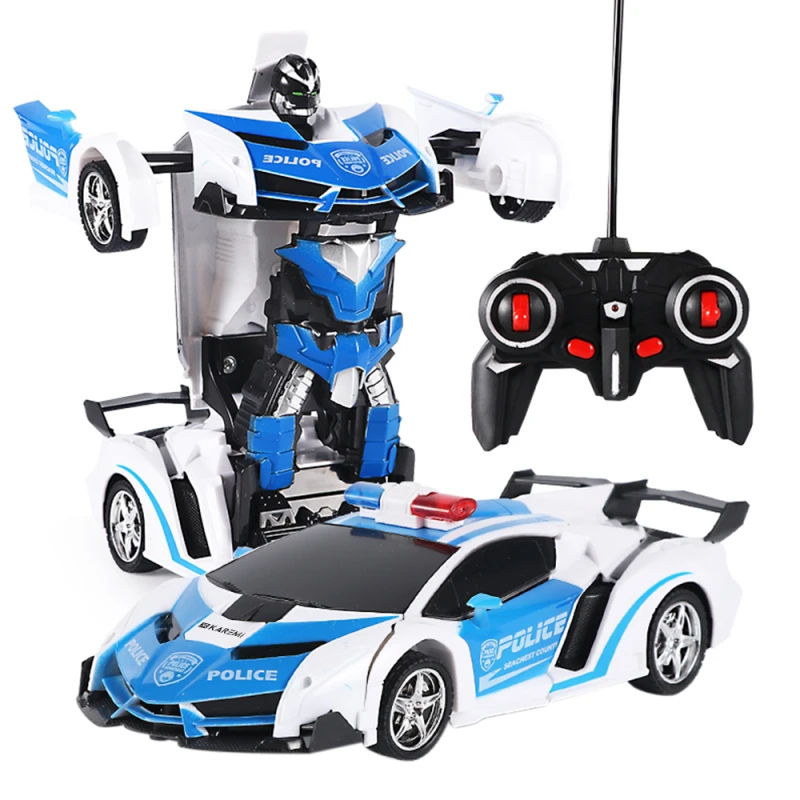 Masina Transformer Robot cu telecomanda, control rapid, rotire 360 grade, efecte sonore realiste, politie