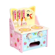 Bucatarie din lemn pentru copii cu aragaz, 57 x 39 x 56 cm, multicolor