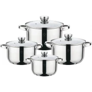 Set 4 cratite din inox, 1,9, 2.7, 3.7, 4.7 Litri, capac sticla