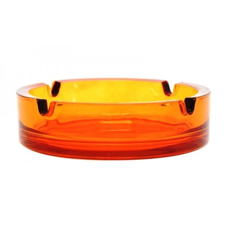 Scrumiera sticla rotunda, 10 cm, portocaliu
