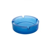 Scrumiera rotunda din sticla, 10 cm, albastru, 5 buc
