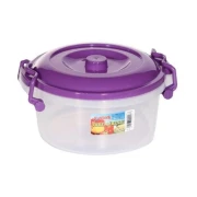 Cutie rotunda pentru alimente din plastic cu capac si manere, 2 Litri