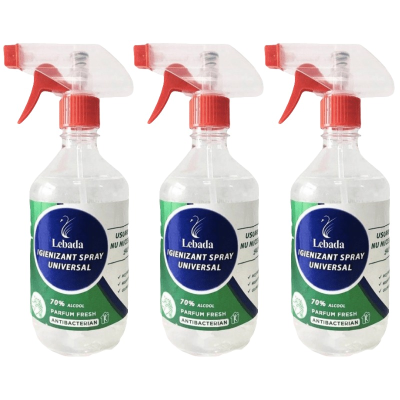 3 Dezinfectant universal spray Lebada, 70% alcool,3x500 ml