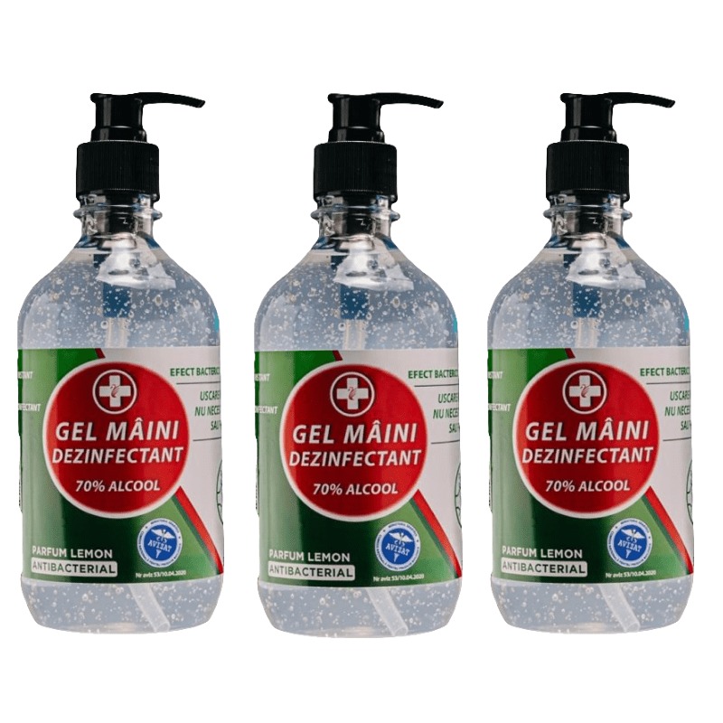3 Gel dezinfectant Lebada pentru maini,70% alcool,3x500 ml