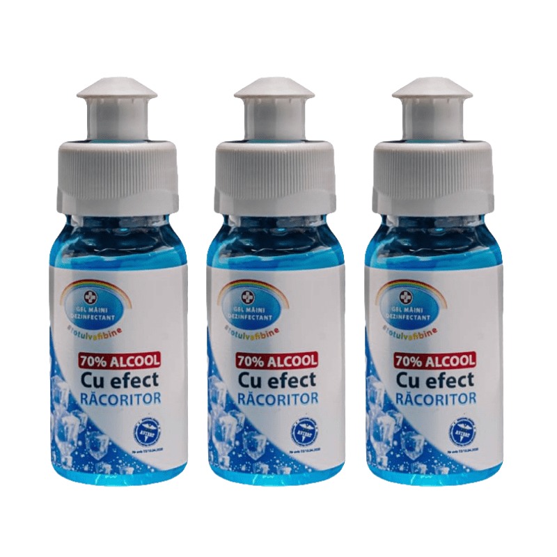 3 Gel dezinfectant Racoritor Lebada pentru maini,70% alcool, 3x50 ml