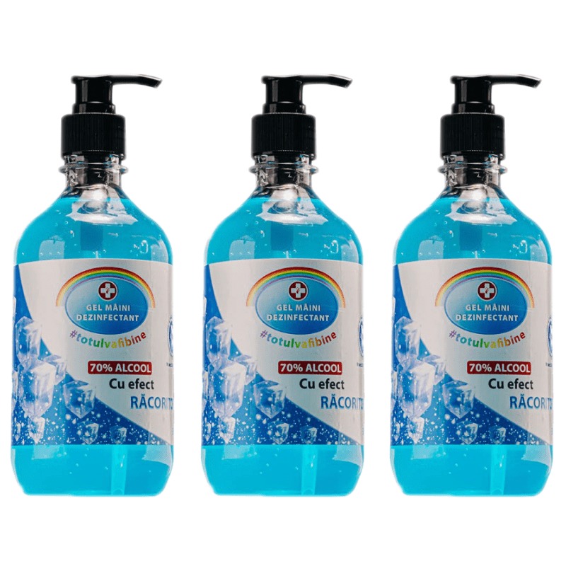 3 Gel dezinfectant Racoritor Lebada pentru maini,70% alcool,3x500 ml