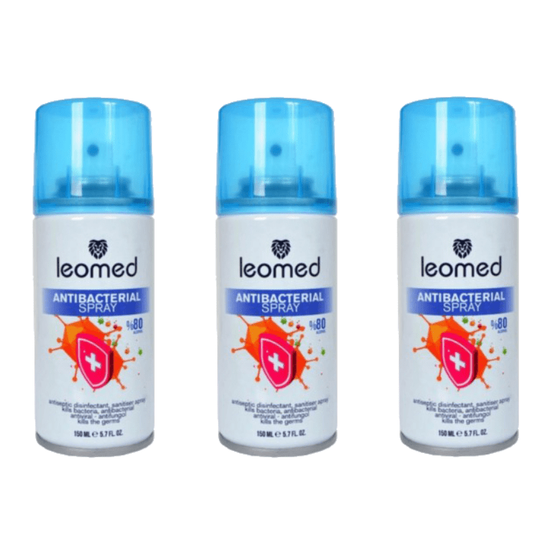 3 Spray Dezinfectant Maini si Suprafete Leomed 80% Alcool, 3x150ml