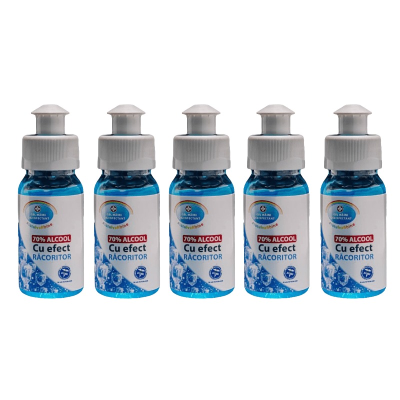 5 Gel dezinfectant Racoritor pentru maini, 5x50 ml, 70% alcool