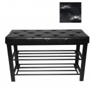 Bancheta metalica cu 2 rafturi pentru incaltaminte,81x32x49 cm,negru