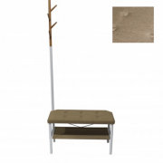 Bancheta metalica cu suport pentru incaltaminte+Cuier,72x32x167 cm,maro