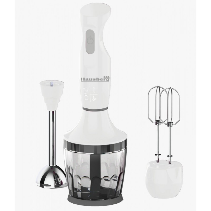 Blender 3 in 1 Hausberg, 0.75 l, 600 W, Alb