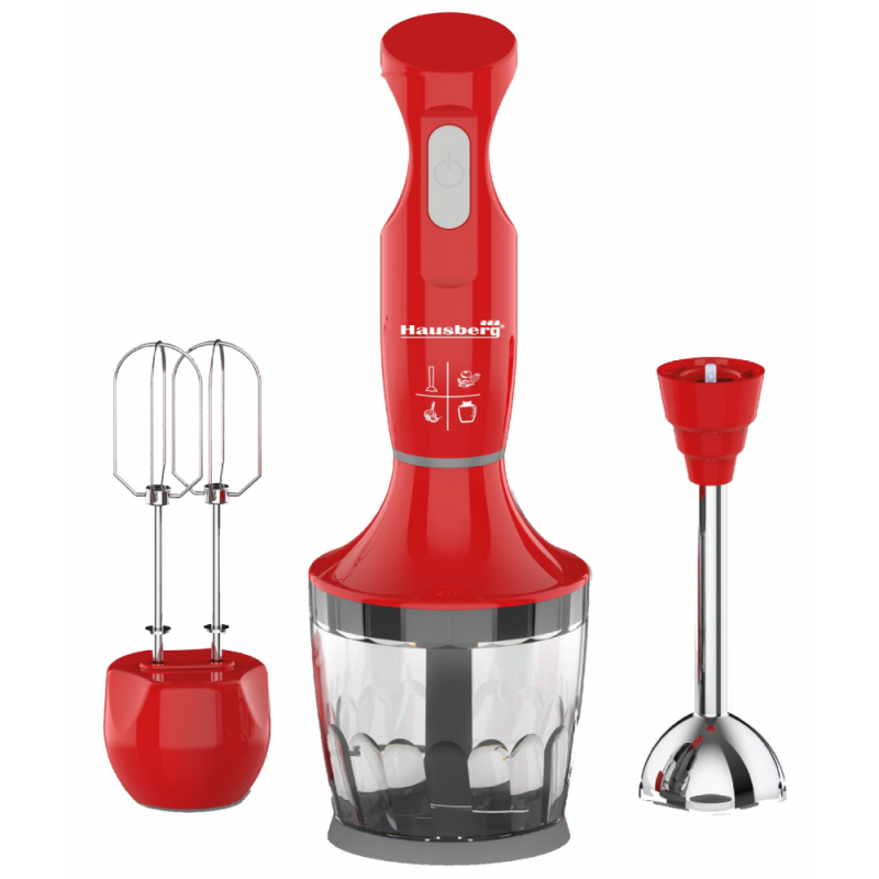 Blender 3 in 1 Hausberg, 0.75 l, 600 W, rosu