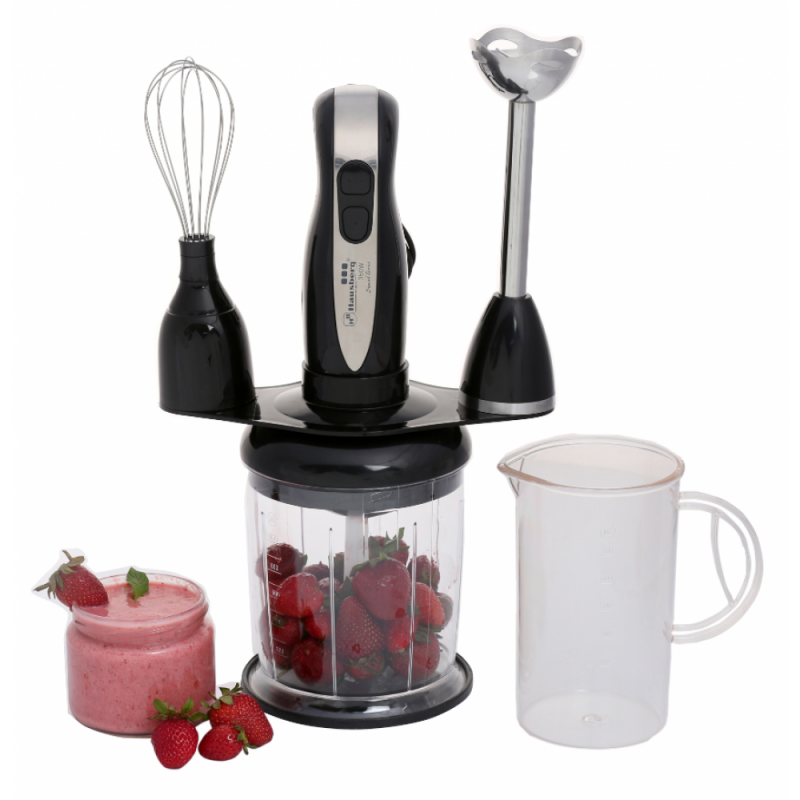 Blender 4 in 1 Hausberg,2 viteze, motor cupru,lama inox, 350W, Negru
