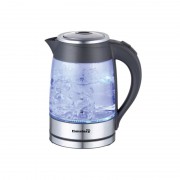 Cana fierbator din sticla Hausberg, 1.8 Litri, 2200 W, oprire automată, LED Albastru, Inox