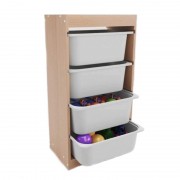 Comoda din lemn cu 4 sertare din plastic,40 x 25 x 77 cm