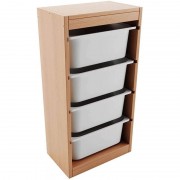 Comoda din lemn cu 4 sertare din plastic,40 x 25 x 77 cm