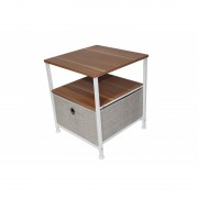 Comoda metalica cu 1 sertar,material textil,41x41x47cm,maro