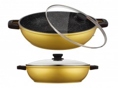 Cratita aluminiu cu interior granit si capac sticla Zillinger, 4.1 L, 28cm