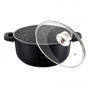 Cratita Aluminiu cu interior Granit şi Capac Sticlă Zillinger, 2.1 Litri, 20 cm