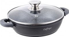 Cratita Aluminiu interior Marmorat,capac sticla,24 cm, 2.3 Litri