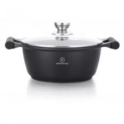 Cratita Aluminiu interior Marmorat,capac sticla,4.8 Litri, 26 cm