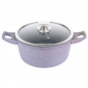 Cratita Aluminiu interior Marmorat,capac sticla,4 Litri,26 cm