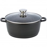 Cratita Aluminiu interior Marmorat Grunberg,capac sticla,3.7 Litri, 24 cm