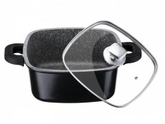 Cratita Aluminiu Zillinger cu interior Granit şi Capac Sticlă,4.5 Litri, 24 cm