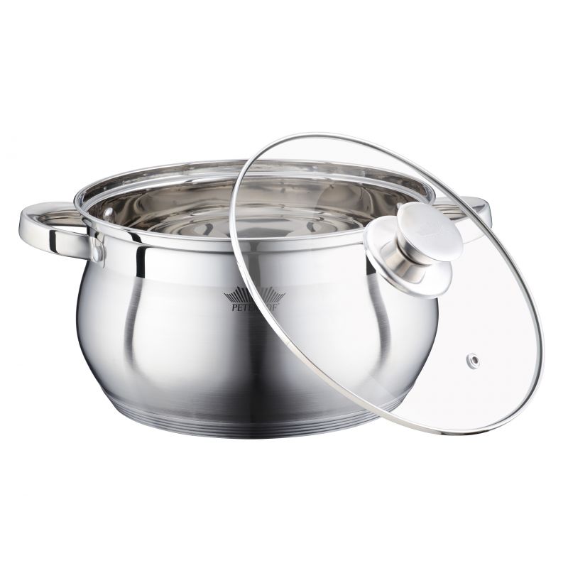 Cratita Apollo Peterhof din inox,capac sticla,3.9 Litri,20 cm,fund triplustratificat