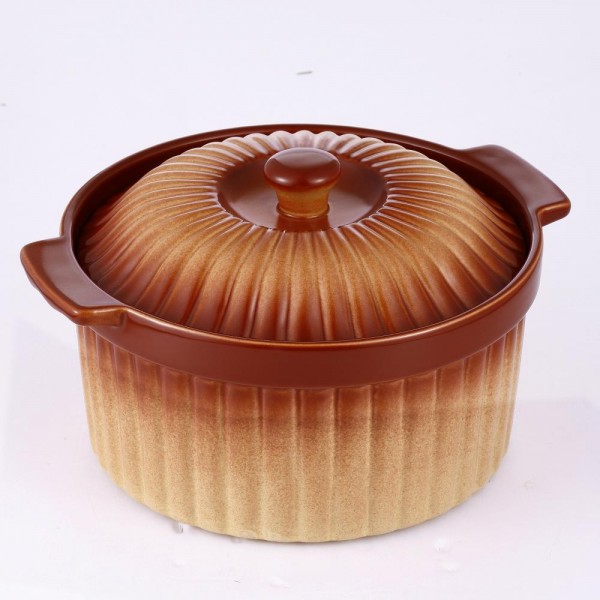 Cratita ceramica rotunda, capac, 2L, 24 cm