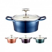 Cratita din aluminiu cu interior ceramic, capac sticla, 4 Litri, 24 cm