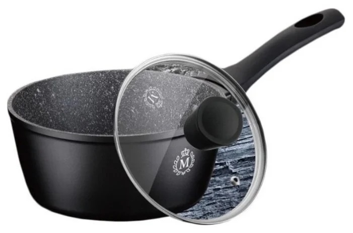 Cratita din Aluminiu cu interior Granit,capac sticla,16 cm,1.1 Litri