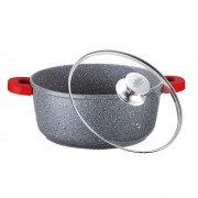 Cratita din Aluminiu cu interior Granit,capac sticla,2.2 Litri,20 cm