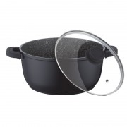 Cratita din Aluminiu cu interior Granit,capac sticla,6.5 Litri,28 cm
