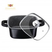 Cratita din Aluminiu cu interior Granit si Capac Sticlă Zillinger, 6.3 Litri, 28 cm