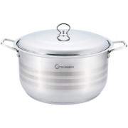 Cratita din inox Grunberg,34 cm, 16 Litri, capac din Inox, baza dubla