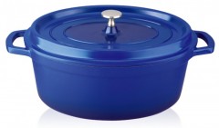 Cratita Grunberg din aluminiu cu interior teflonat si capac,24 cm,4 L,albastru