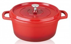 Cratita Grunberg din aluminiu cu interior teflonat si capac,24 cm,4 L,rosie