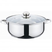 Cratita Grunberg din inox,capac sticla,22 cm, 3 Litri,3 straturi