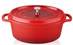 Cratita Grunberg din aluminiu cu interior teflonat si capac,30 cm,5.4 L,rosie