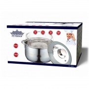 Cratiţă Inox cu Capac de Sticlă şi Friteuză Peterhof, 6.5 Litri 24 cm, 3 piese, Fund 5 Straturi