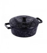 Cratita rotunda cu capac ceramica neagra,2.5 Litri,25 cm