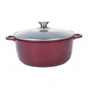 Cratita tip Tuci din Aluminiu cu interior teflon marmorat Grunberg,7.5 Litri, 30 cm, Capac sticla