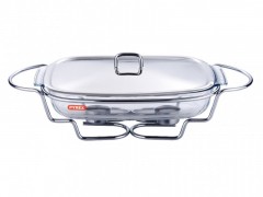 Dish cu incalzitor Azus Peterhof, 3.5 Litri, Vas Yena cu Capac, Suport, Inox