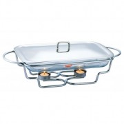 Dish cu incalzitor Azus Peterhof, 3.4 Litri, Vas Yena cu Capac, Suport, Inox