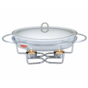 Dish cu incalzitor Azus Peterhof, 3 Litri, Vas Yena cu Capac, Suport, Inox